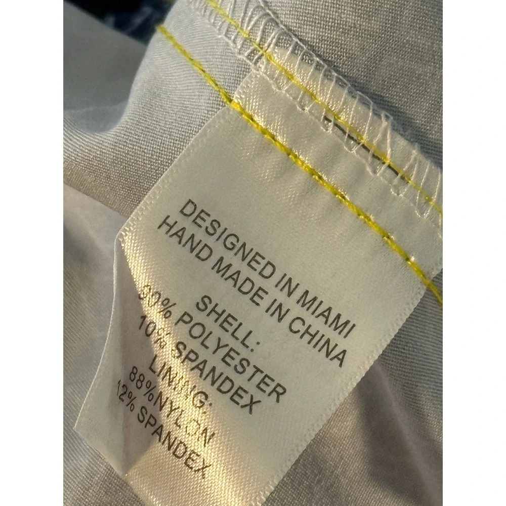 Capelle Hybrid Swim Trunks Mens M Blue Pineapple‎ Print Yellow Drawstring lined